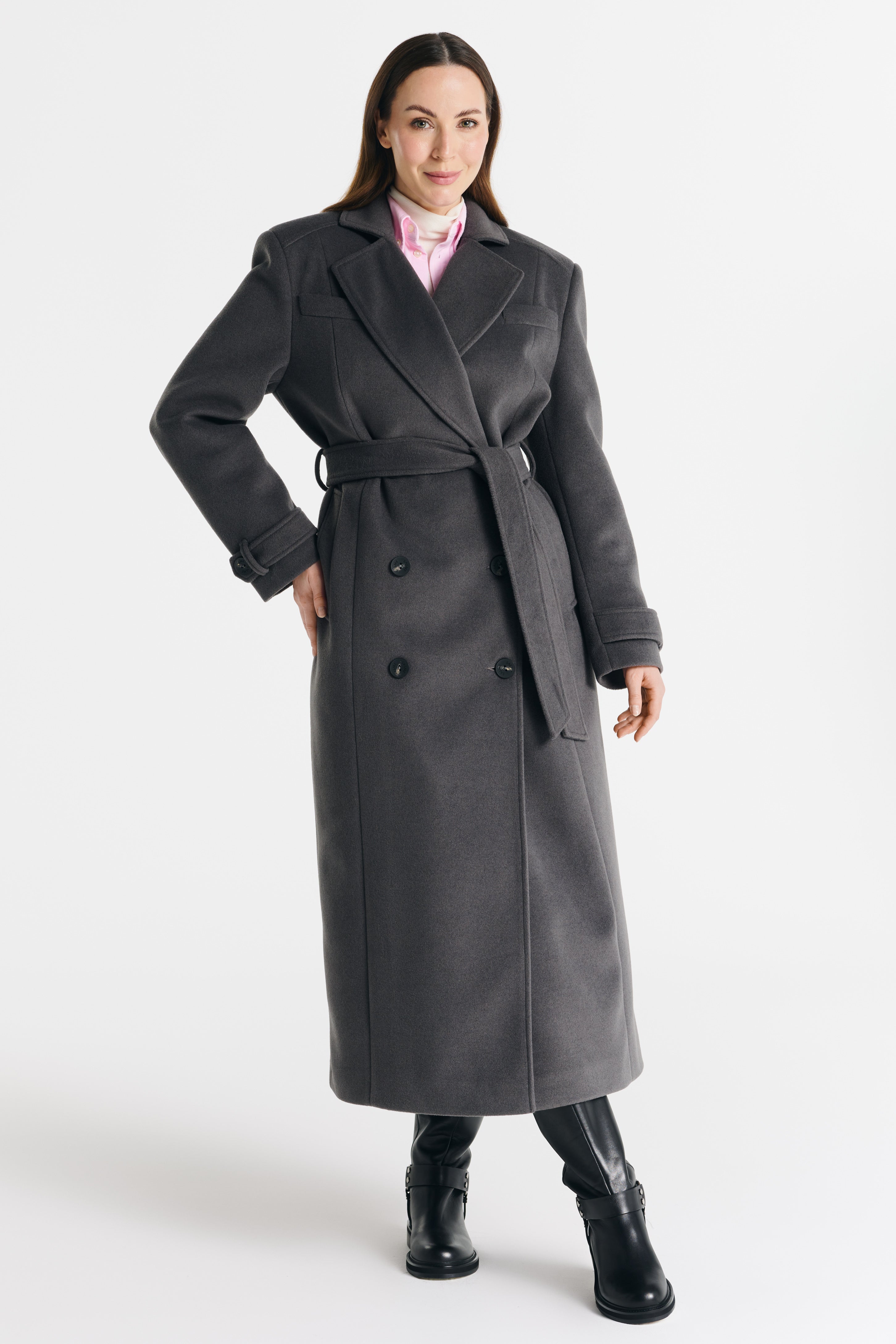MALWINA maxi jas grijs