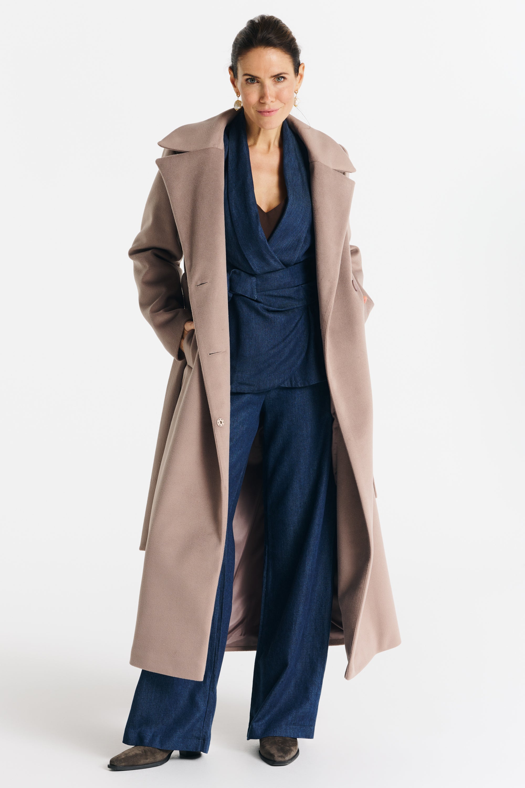 VERONA maxi-jas donkerbeige