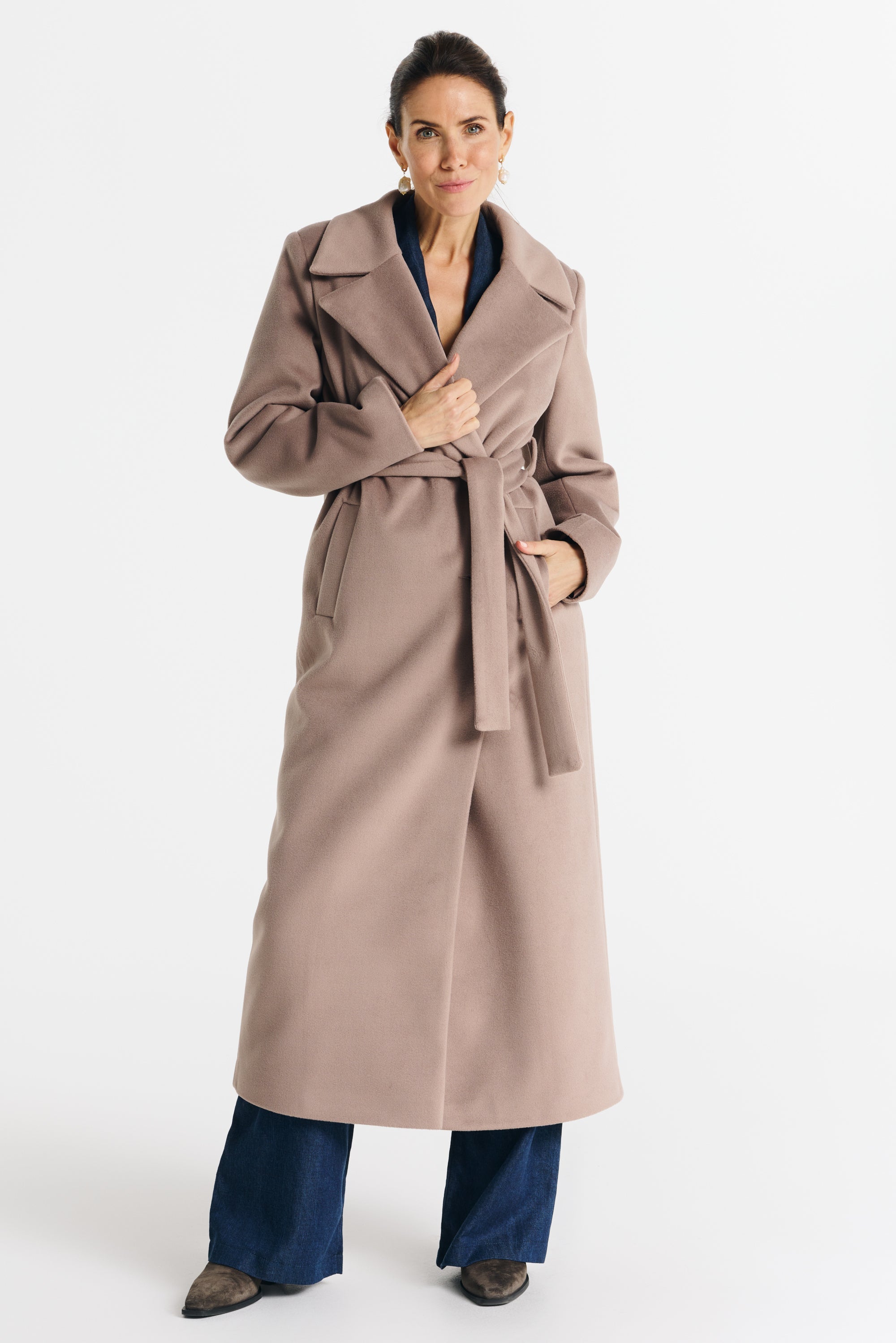 VERONA maxi-jas donkerbeige