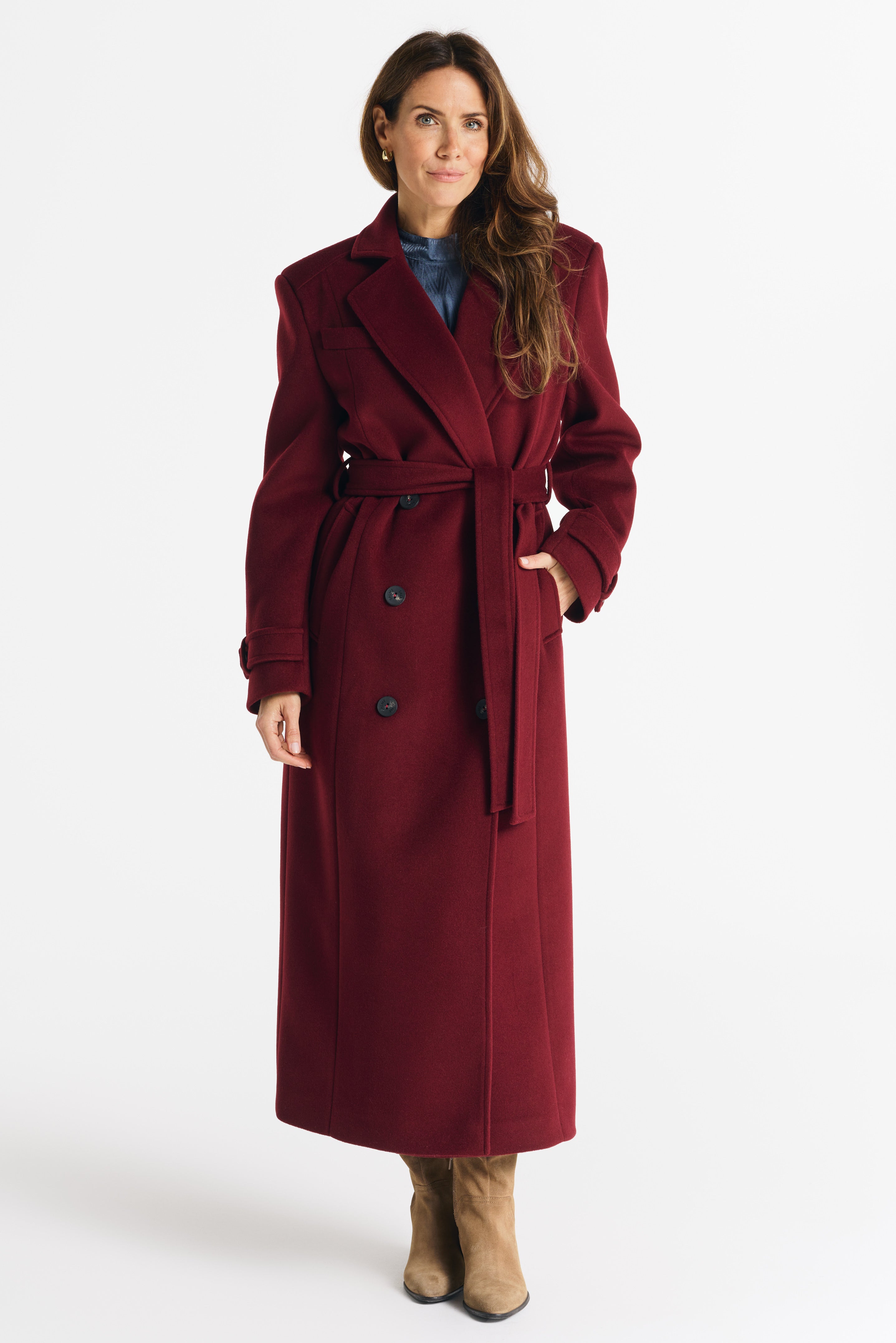MALWINA maxi jas bordeauxrood