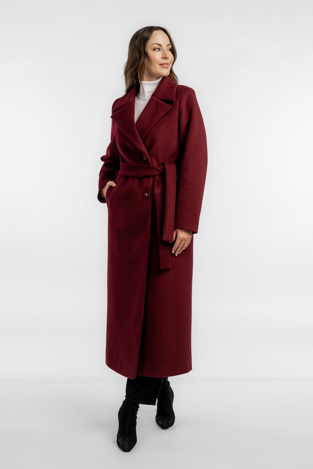 VERONA maxi-jas bordeauxrood