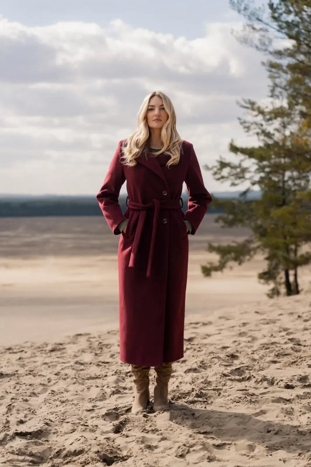 VERONA maxi-jas bordeauxrood