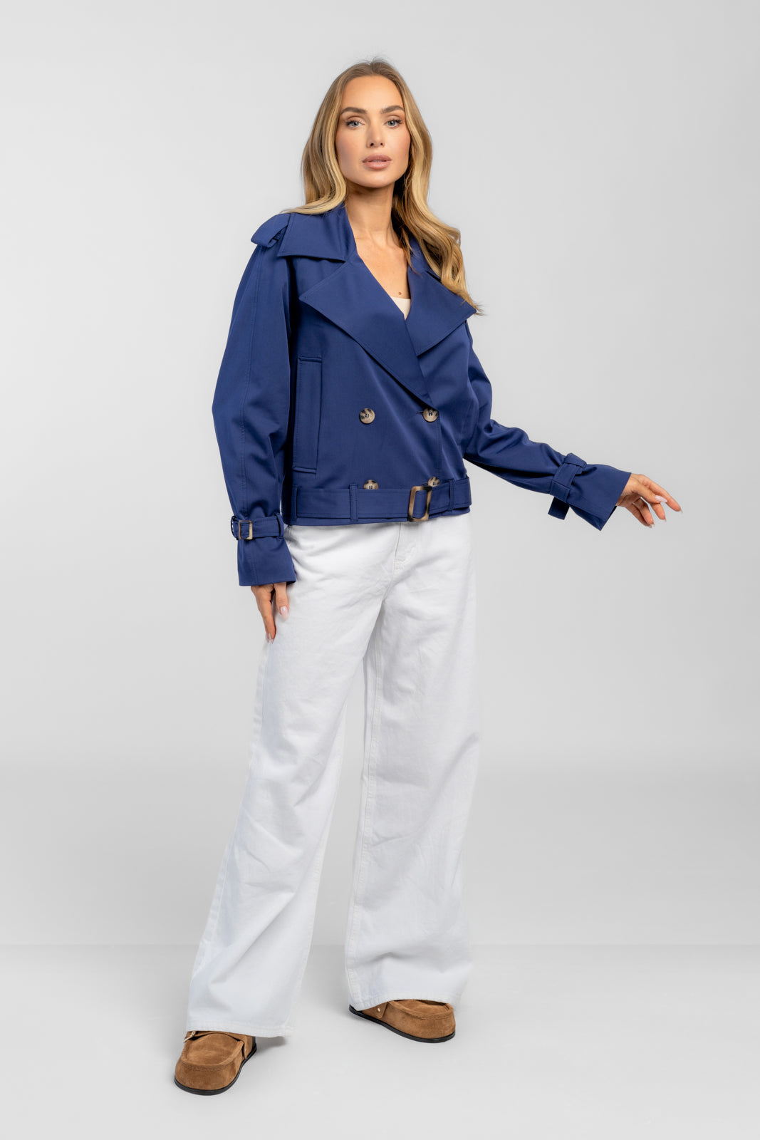 ADA marineblauwe trenchcoat