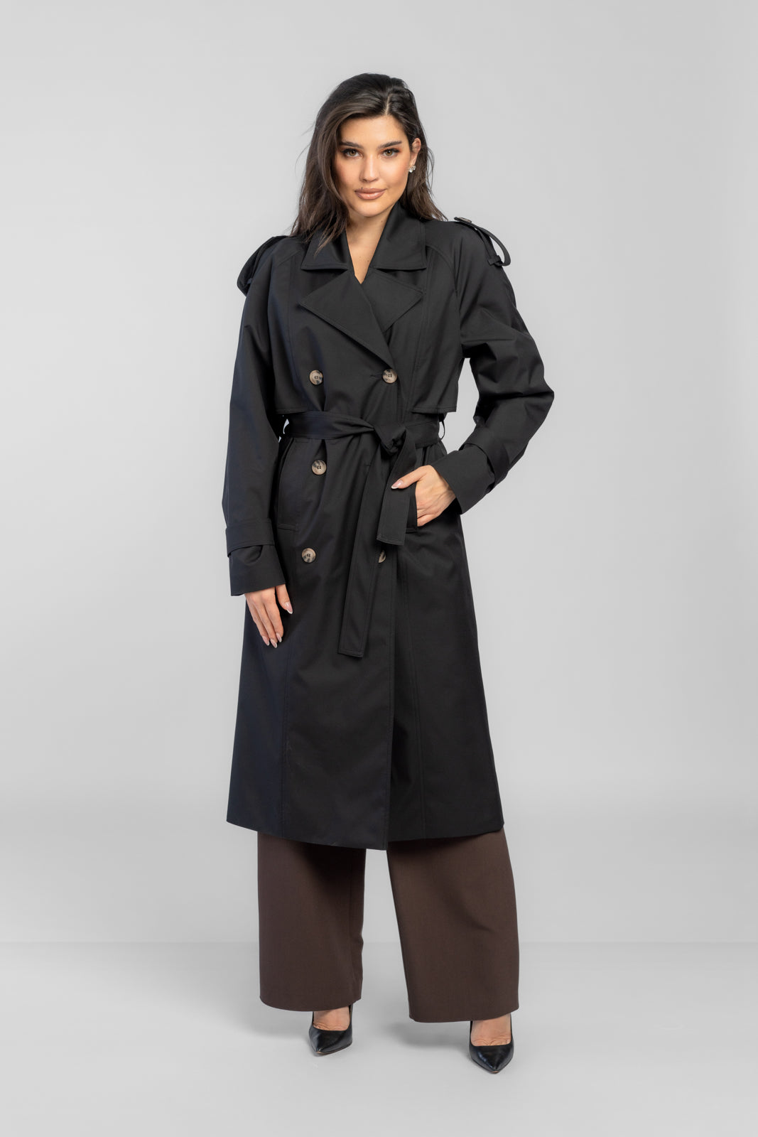 AMANDA trenchcoat zwart 2.0