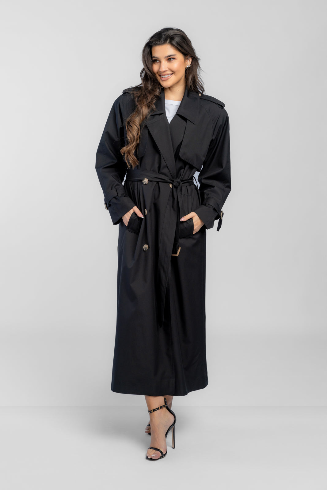 CYNTIA trenchcoat zwart