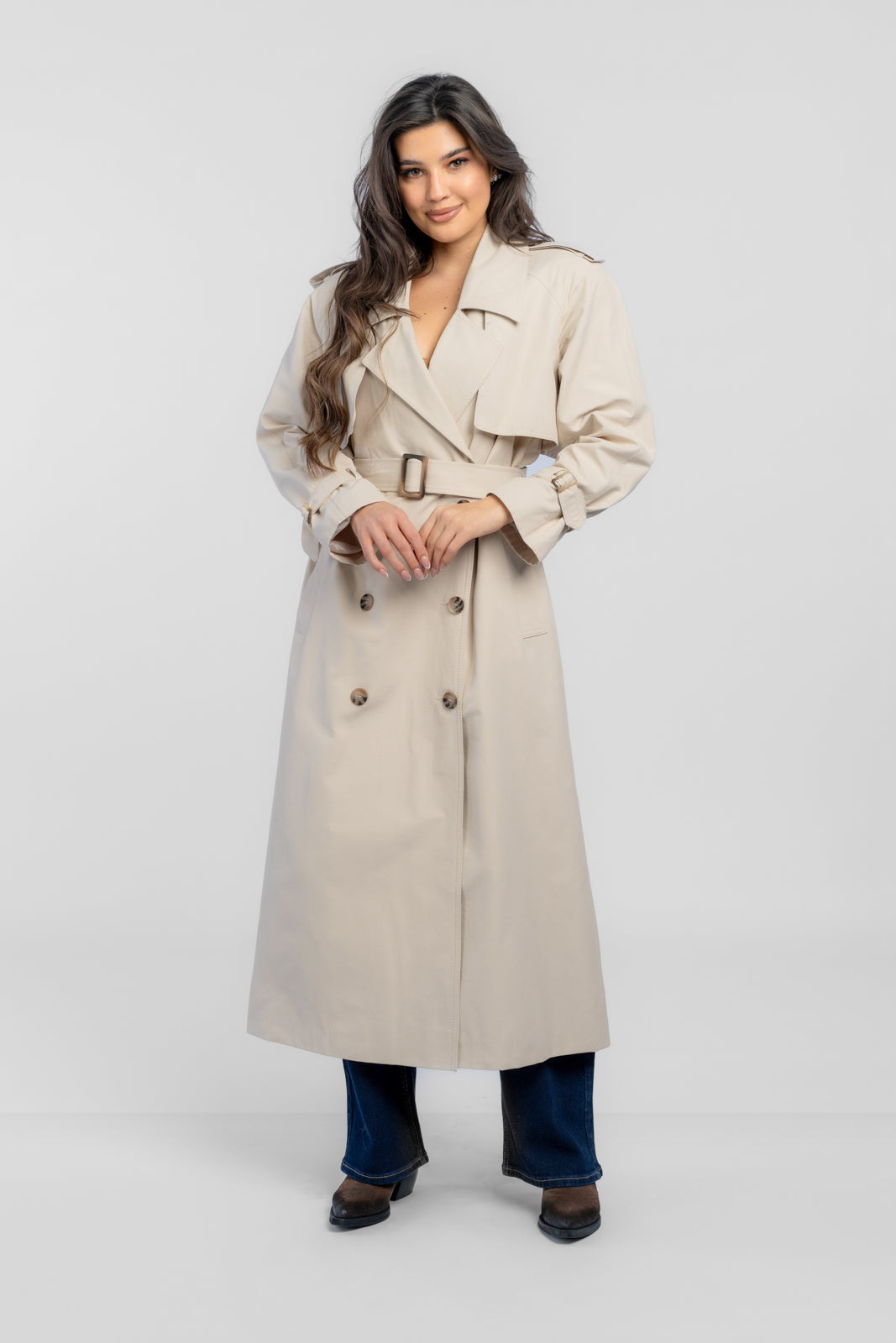 CYNTIA crèmekleurige trenchcoat